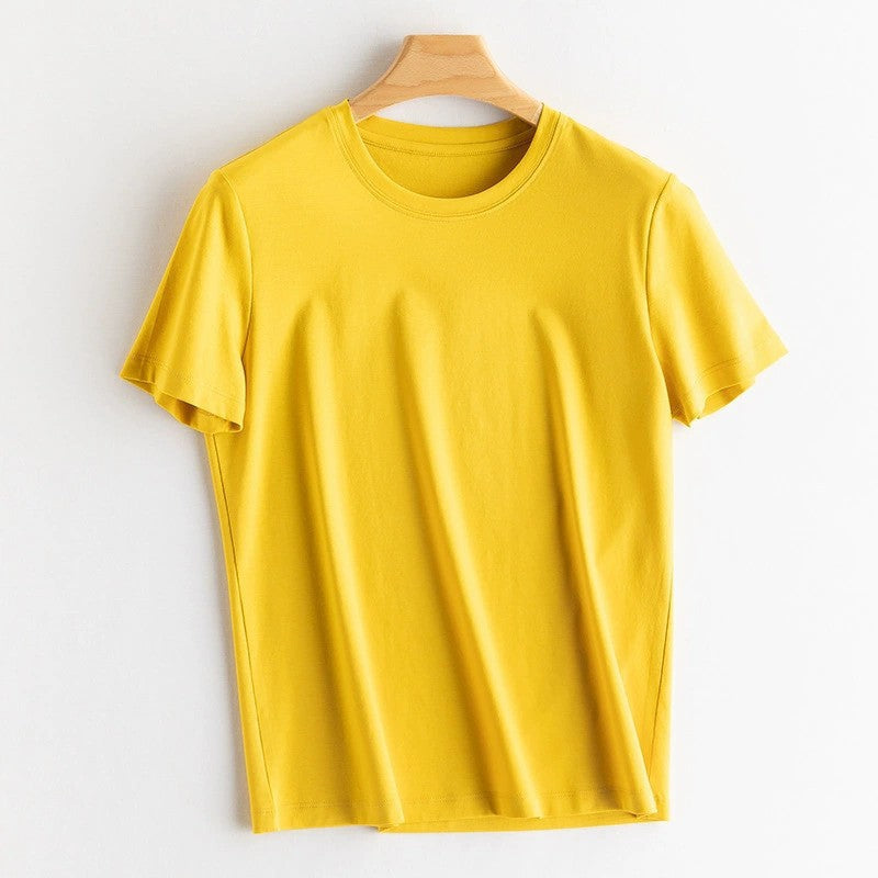 Casual Solid Color Round Neck Short Sleeve Blank T-Shirt