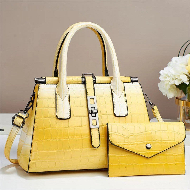 Women Fashionable Bright Leather Large Capacity Handbag