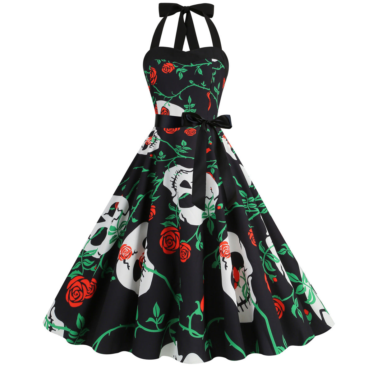 Robe d'Halloween à imprimé citrouille et toile d'araignée pour femme