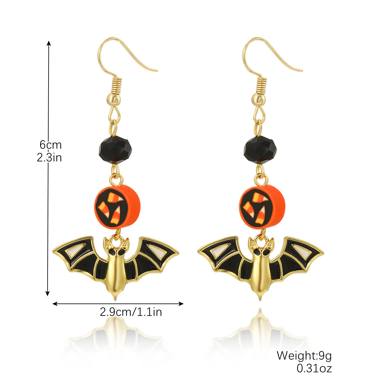Halloween Women Creative Pumpkin Skull Bat Earrings