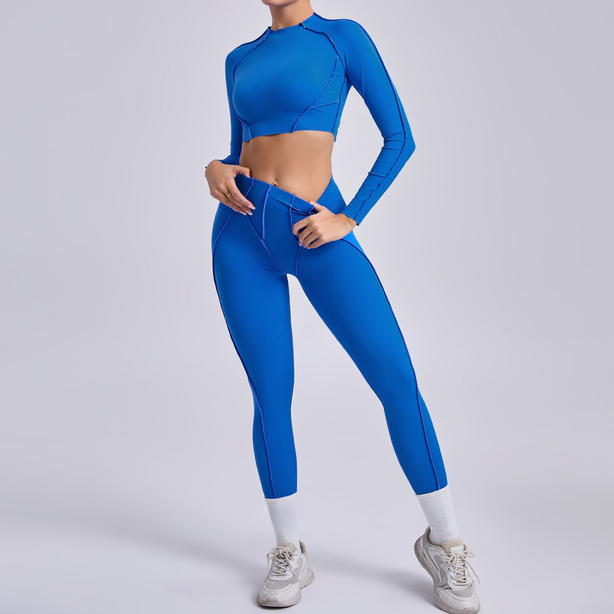 Ensemble haut court et leggings plissés pour le yoga et le sport
