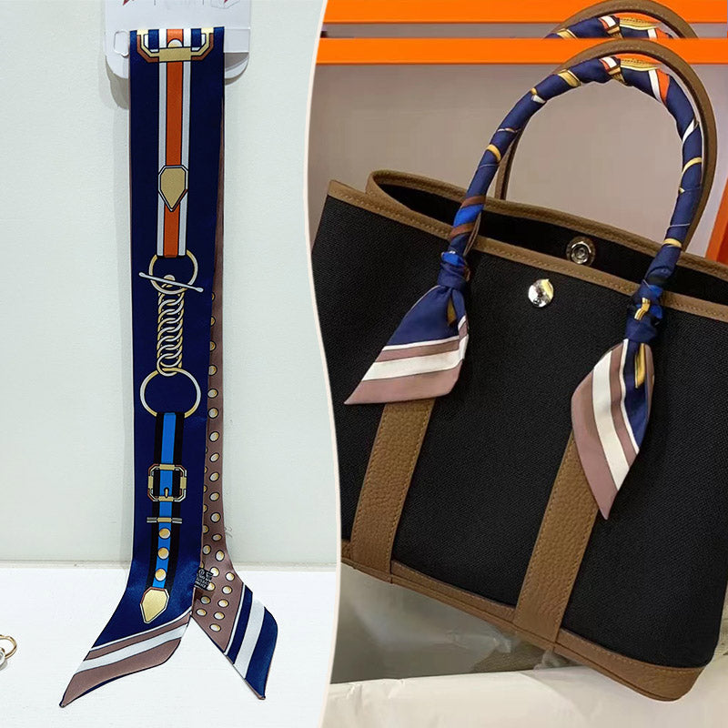 Bufanda con asa para bolso con lazo estampado de moda