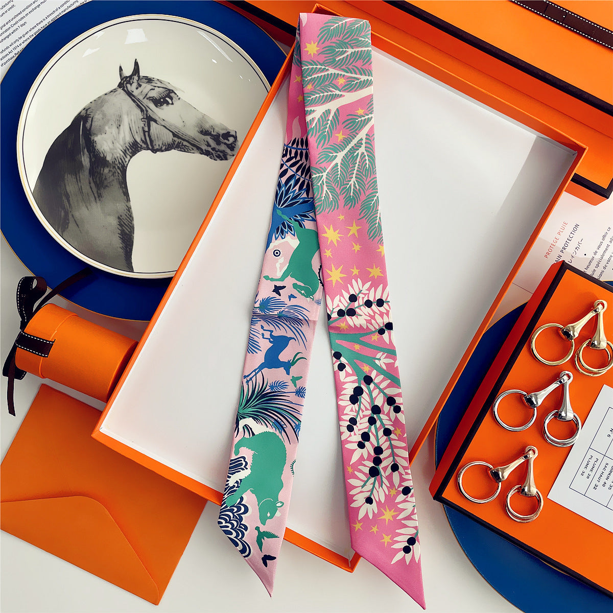 Bufanda con asa para bolso con lazo estampado a la moda para mujer