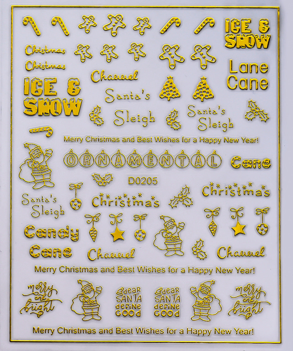 Parche adhesivo para uñas con diseño de alce y copo de nieve navideño, pegatinas bronceadoras para uñas