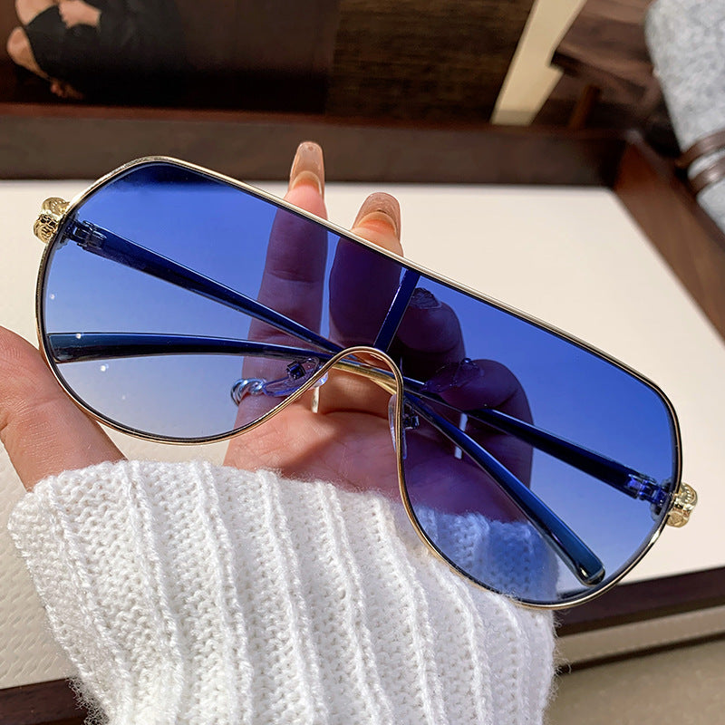 Fashion One-Frame Sunglasses - Trendy Metal Goggles