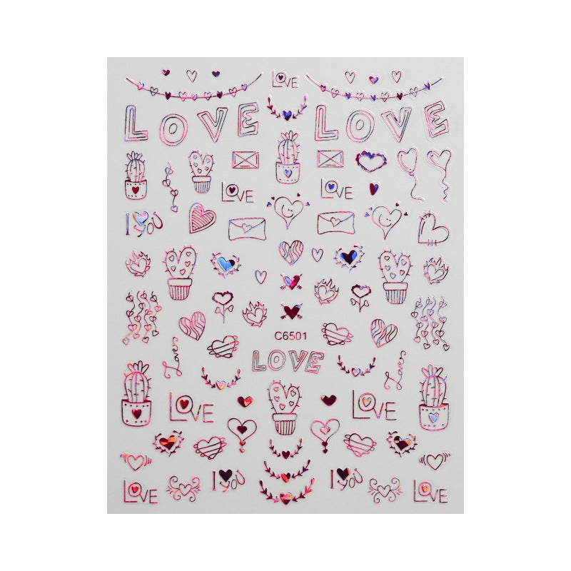 Autocollants pour ongles Love Laser Red pour la Saint-Valentin
