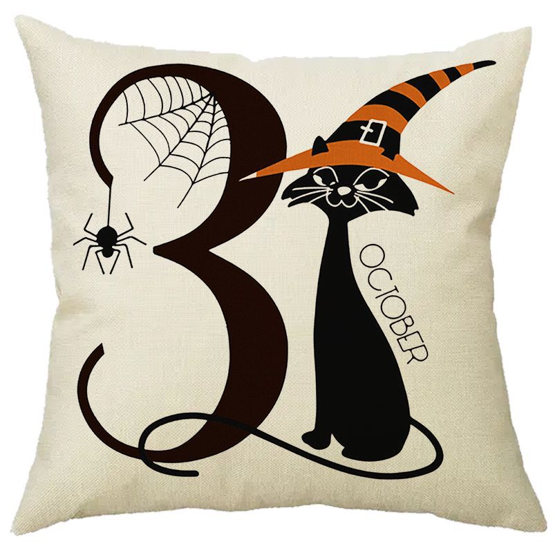 Halloween Pumpkin Skull Print Linen Sofa Cushion Cover