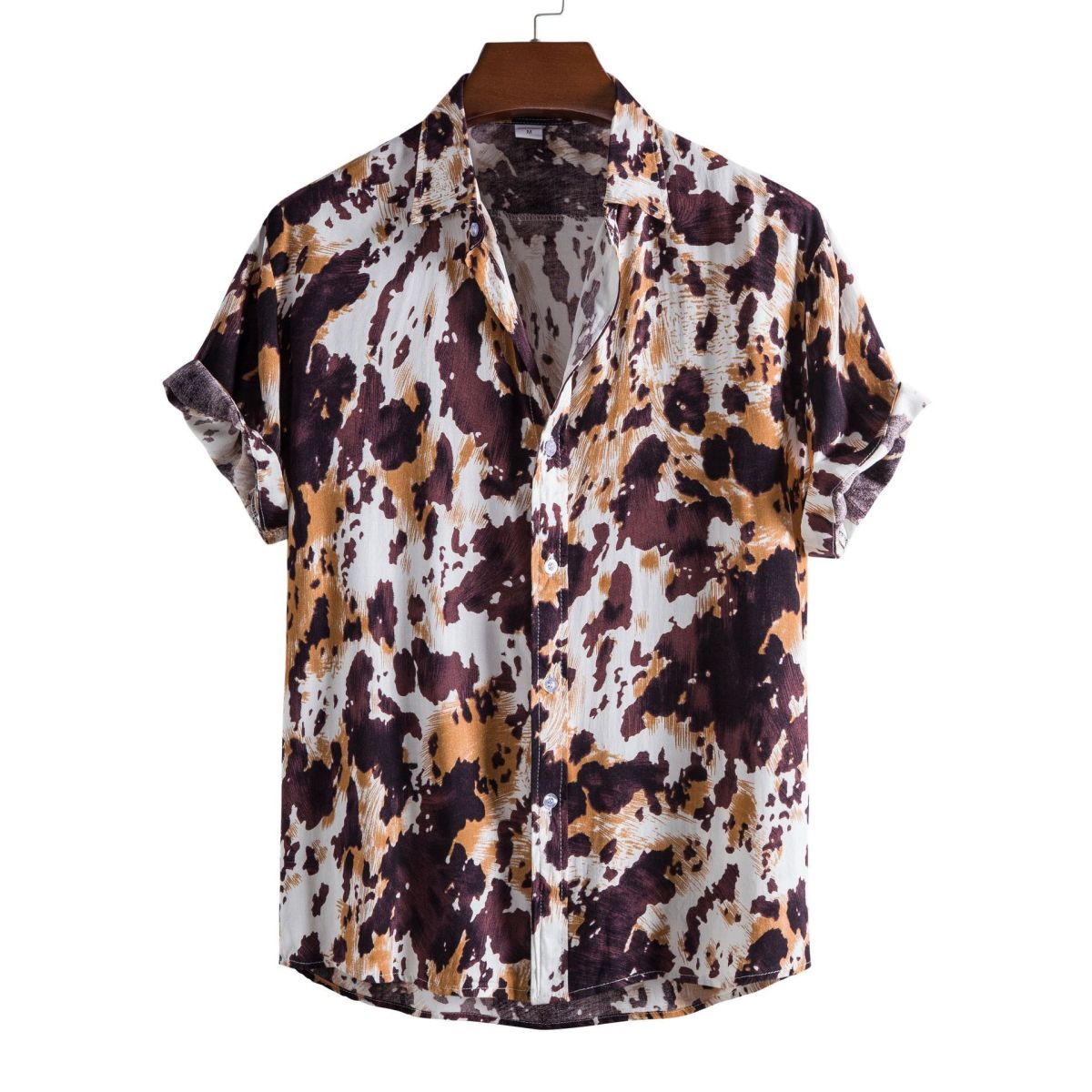 Camisa informal de vacaciones para hombre con estampado de flores diminutas en 3D