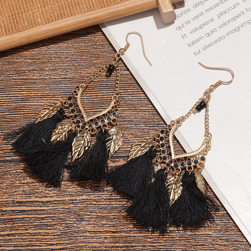 Pendientes con borlas retro de estilo étnico bohemio