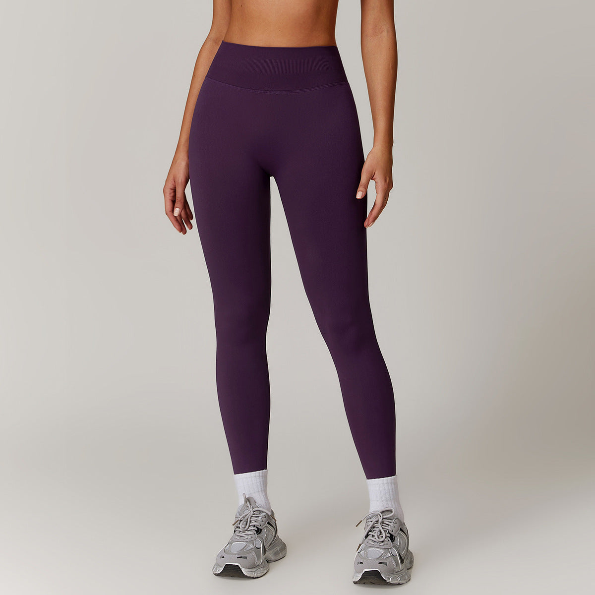 Leggings de sport taille haute de couleur unie pour femmes