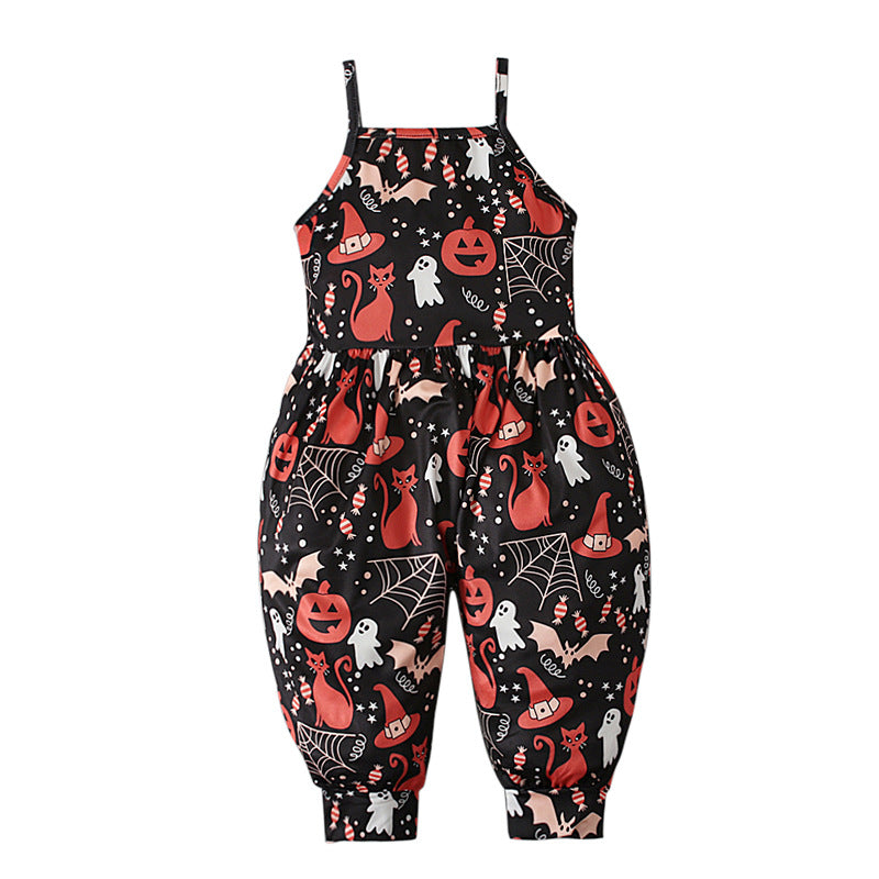 Kids Toddler Girls Boys Summer Casual Pumpkin Jumpsuit