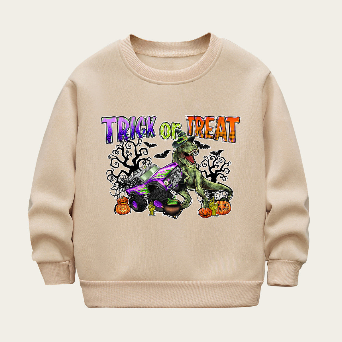 Kids Toddler Boys Girls Casual Halloween Print Fleece Sweatshirt