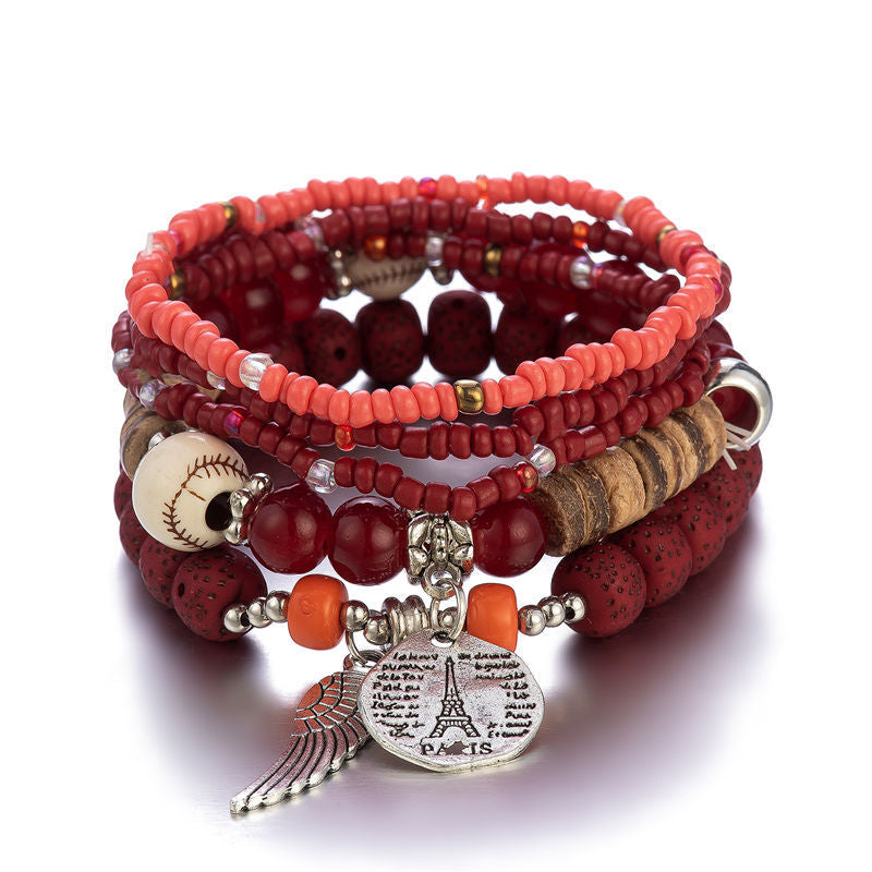 Women Bohemian Ethnic Style Multi-Layer Bead Bracelet