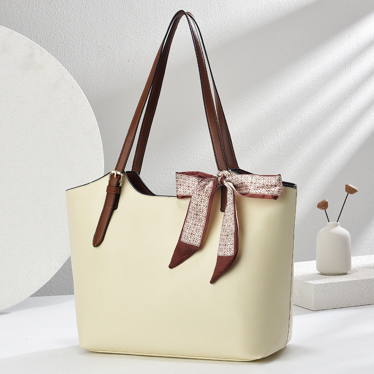 Women Vintage Oil Waxed Leather Tote Bag