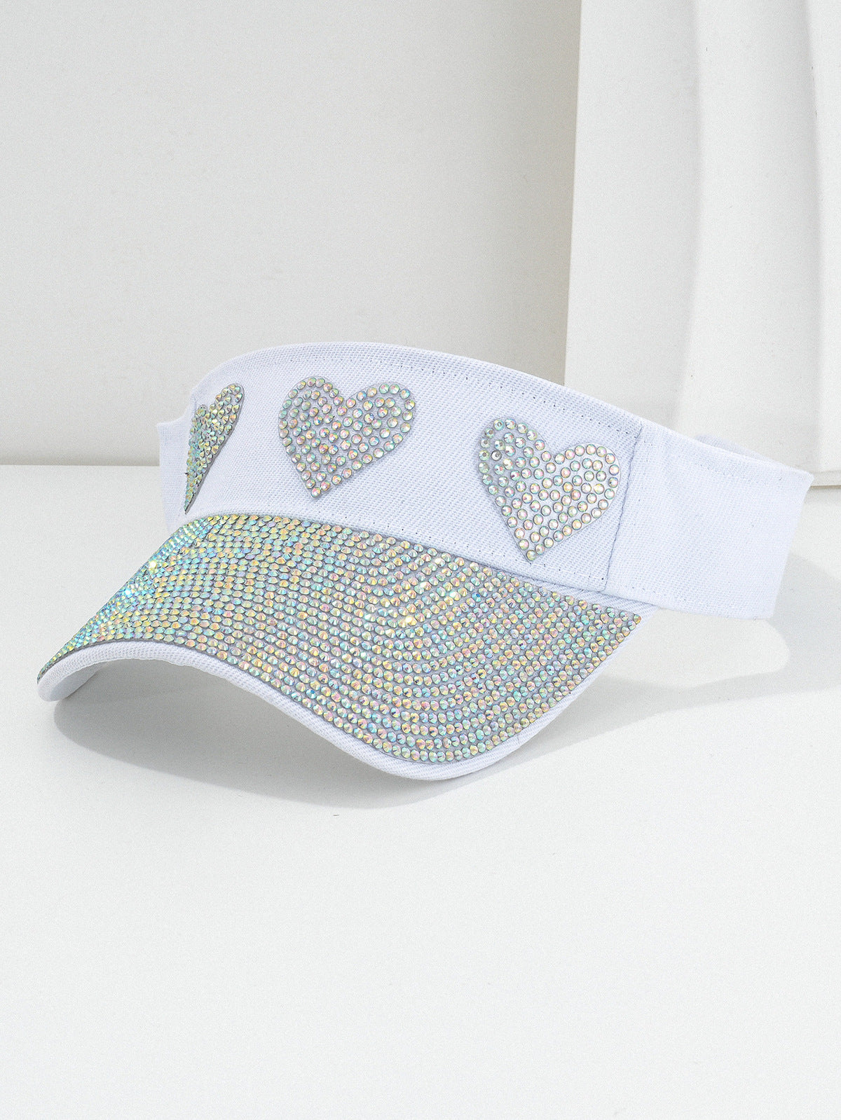 Gorra de béisbol para pareja con diamantes de imitación en forma de corazón
