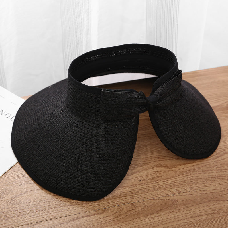 Women Fashion Casual Solid Color Straw Hat for Sun Protection