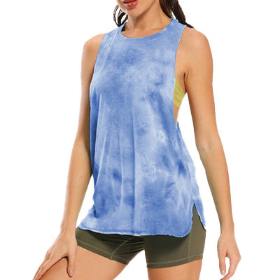 Top de yoga holgado con estampado tie-dye para mujer