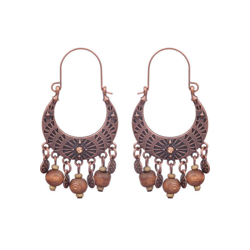 Boucles d'oreilles à pompons rétro de style ethnique bohème