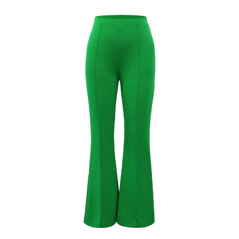 Pantalon large décontracté de couleur unie pour femme