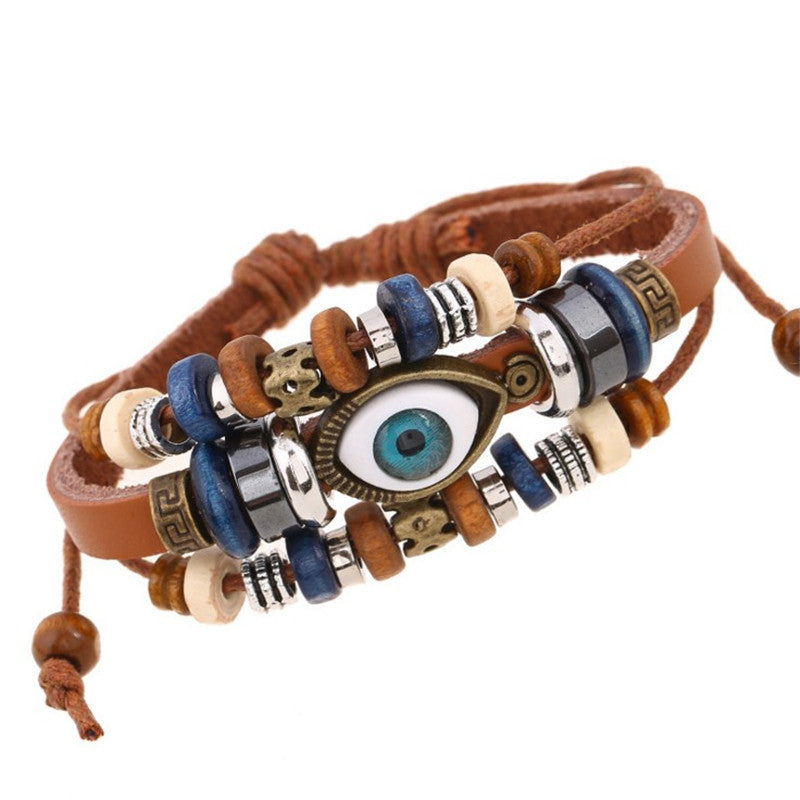 Pulsera de cuentas de ojo malvado estilo bohemio vintage