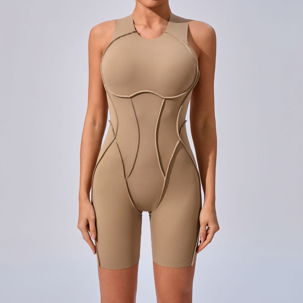 Combinaison de yoga décontractée sans manches pour femme, couleur unie