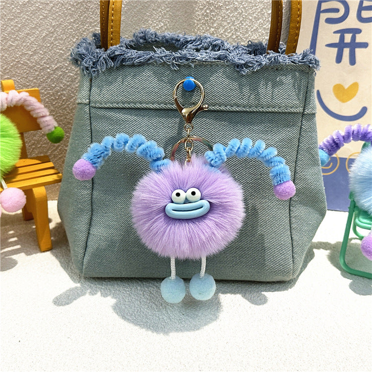 Llavero de peluche con forma de bolso de dibujos animados