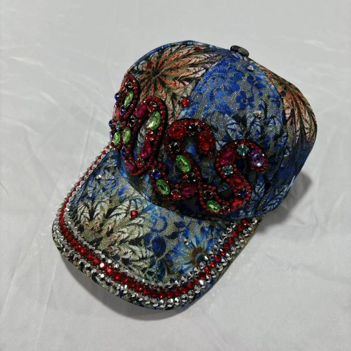 Gorra de béisbol informal con estampado de diamantes de imitación para mujer