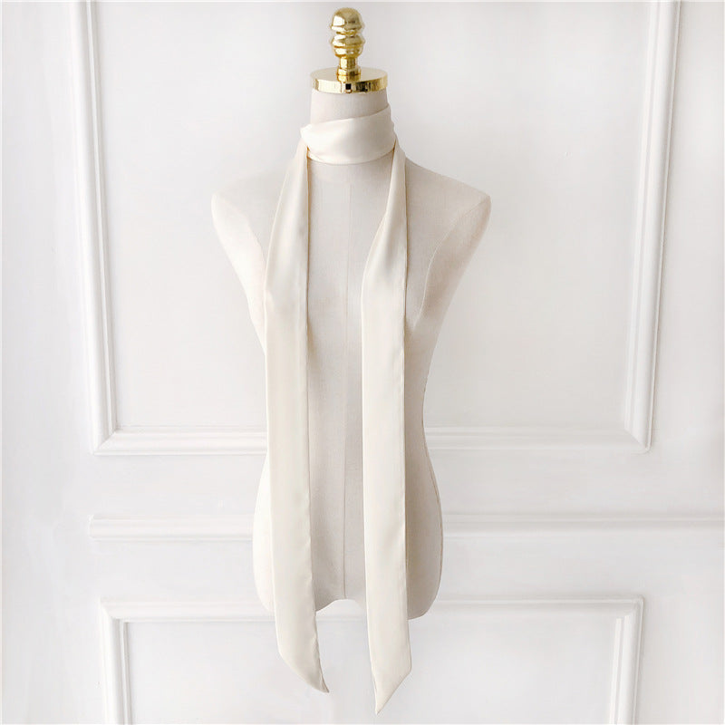 Écharpe en satin uni tendance pour femme, ruban élégant, style rétro