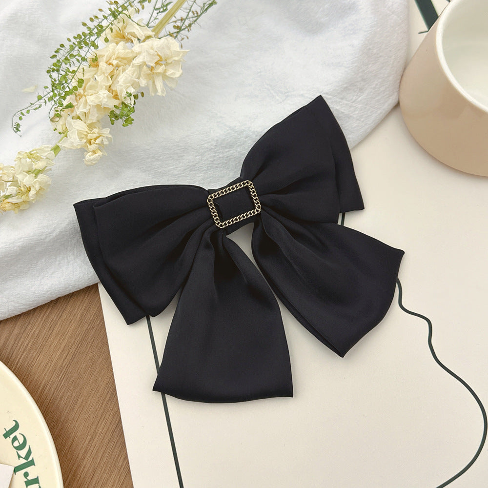 Women Fashion Solid Color Double-Layer Bowknot Hairpin