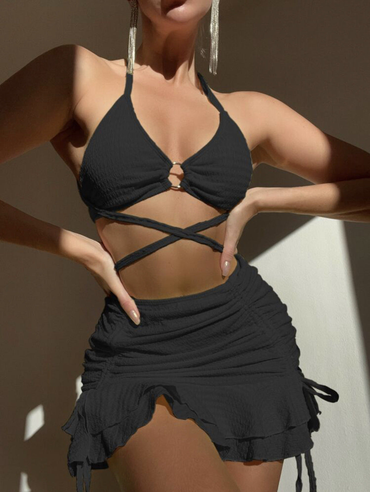 Conjunto de bikini sexy de tres piezas para mujer