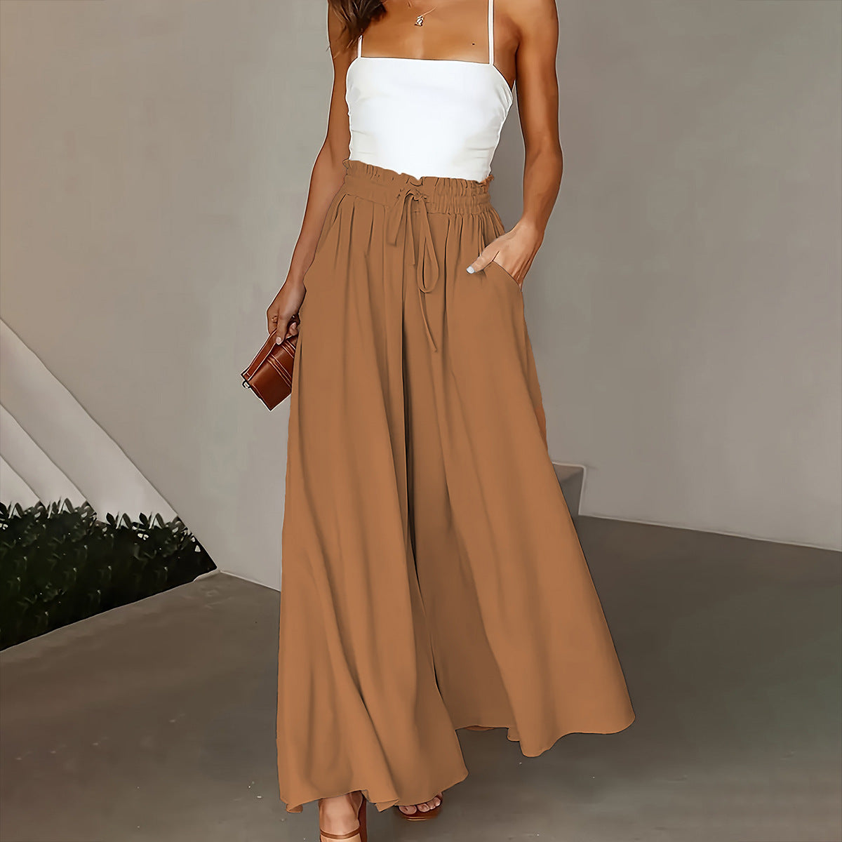 Women Casual High Waist Wide Leg Pants