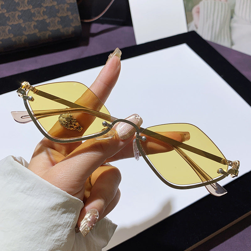 Fashion Half Frame Diamond Sunglasses