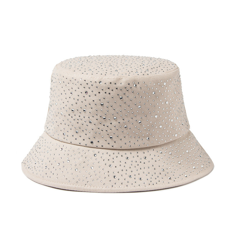 Women Simple Fashion Rhinestone Sunshade Bucket Hats