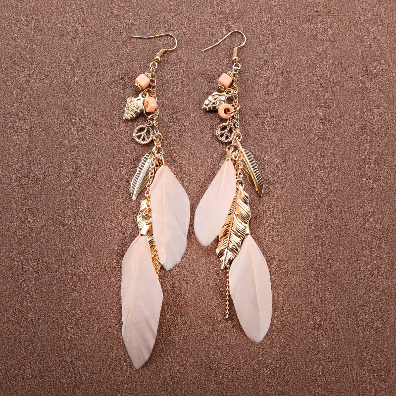 Bohemian Ethnic Style Retro Tassel Feather Earrings