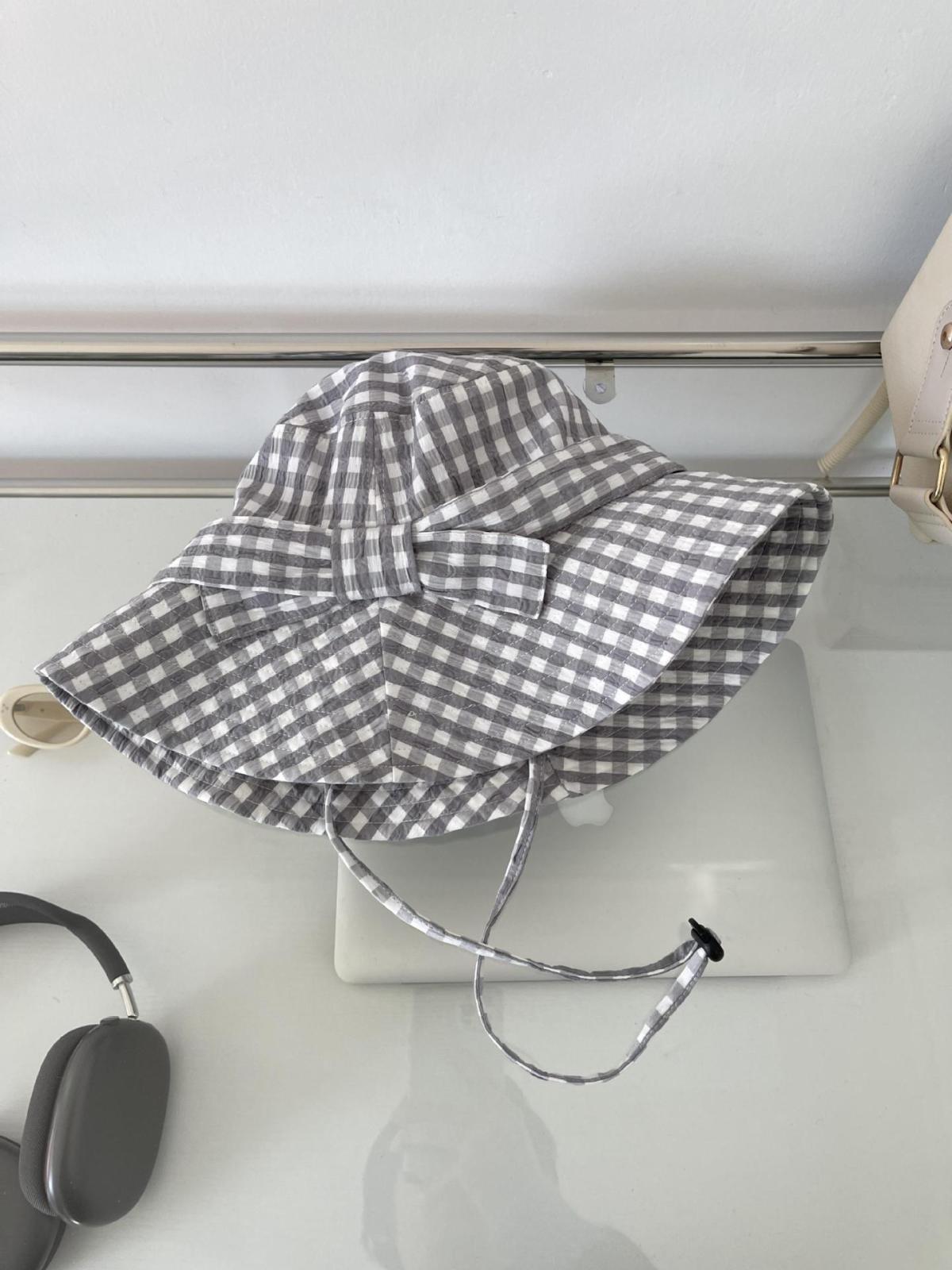 Sombreros tipo cubo con protección solar y lazo a cuadros para mujer
