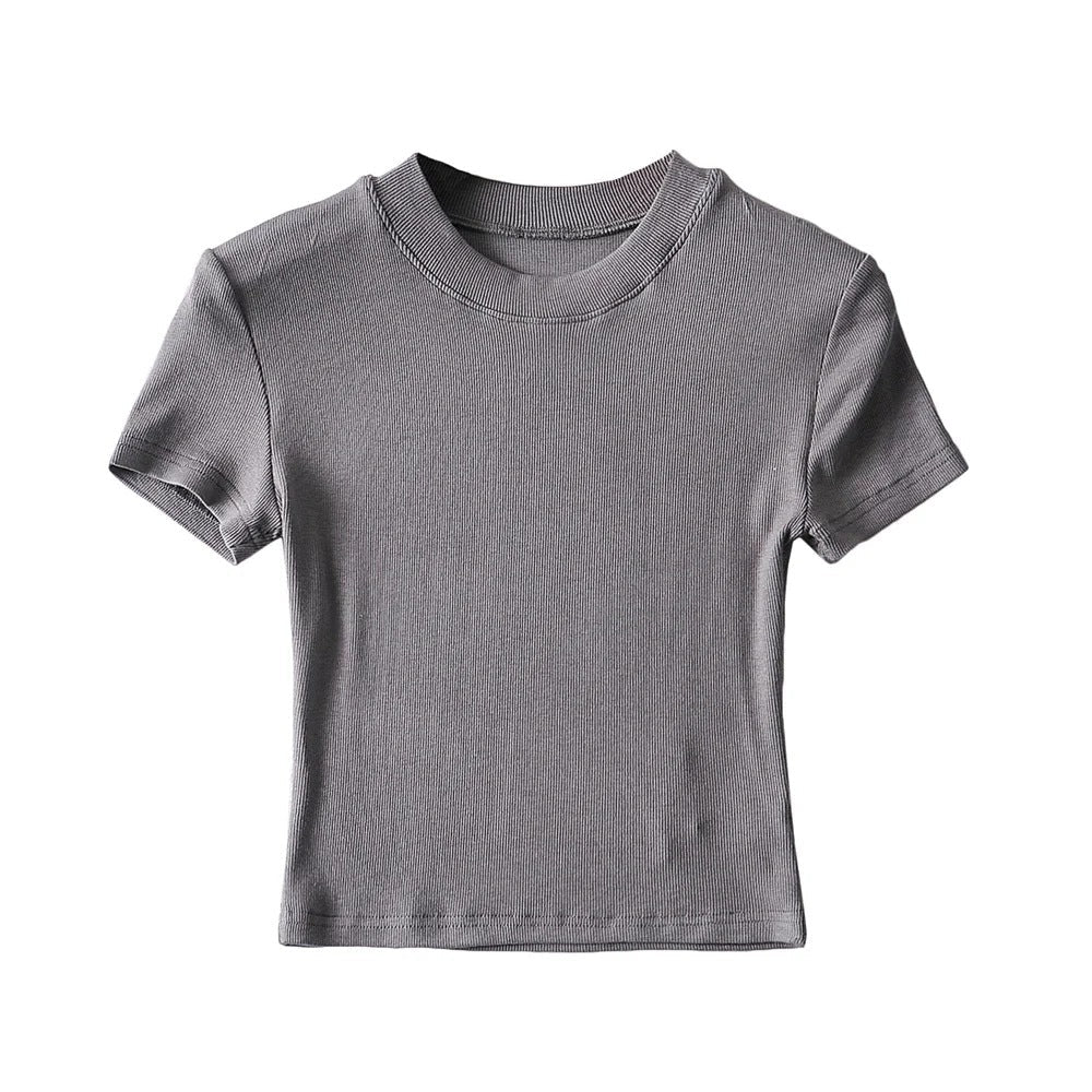 Summer Women Casual Solid Color Blank T-Shirt