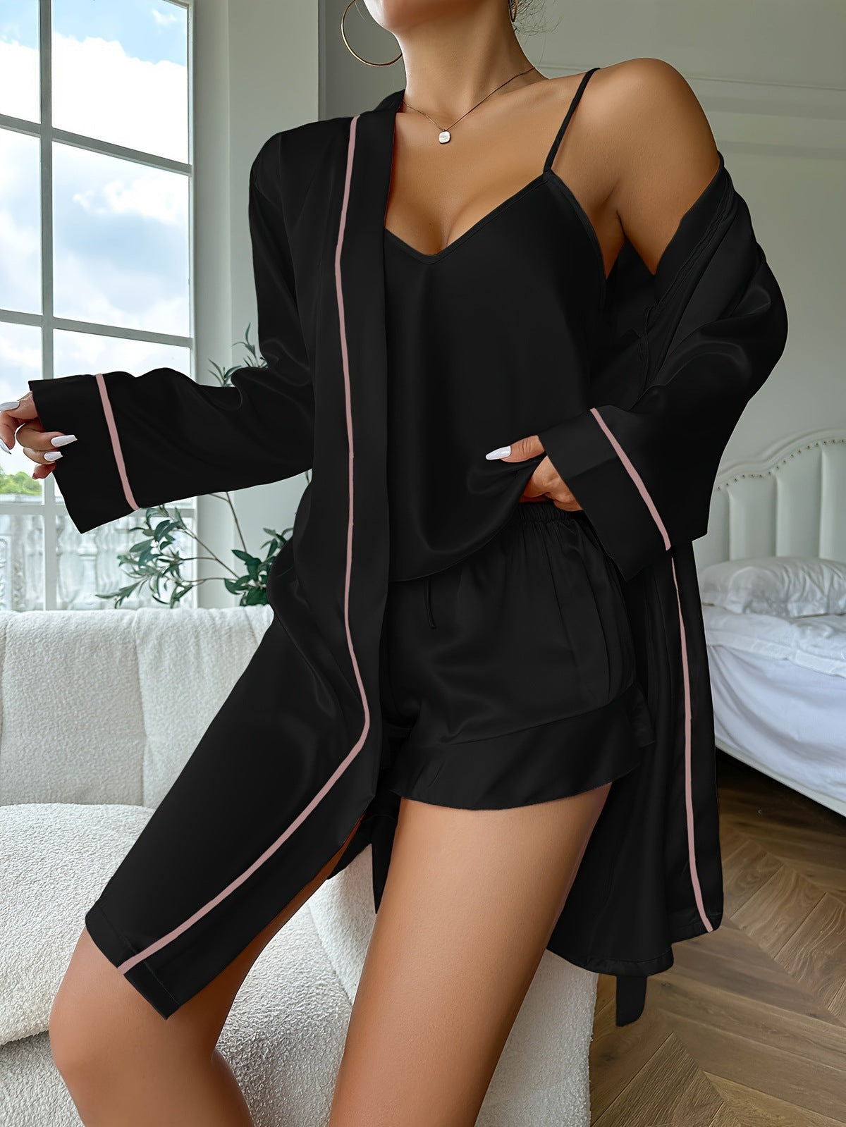 Women Elegant Fashion Pajamas Three-Piece Set