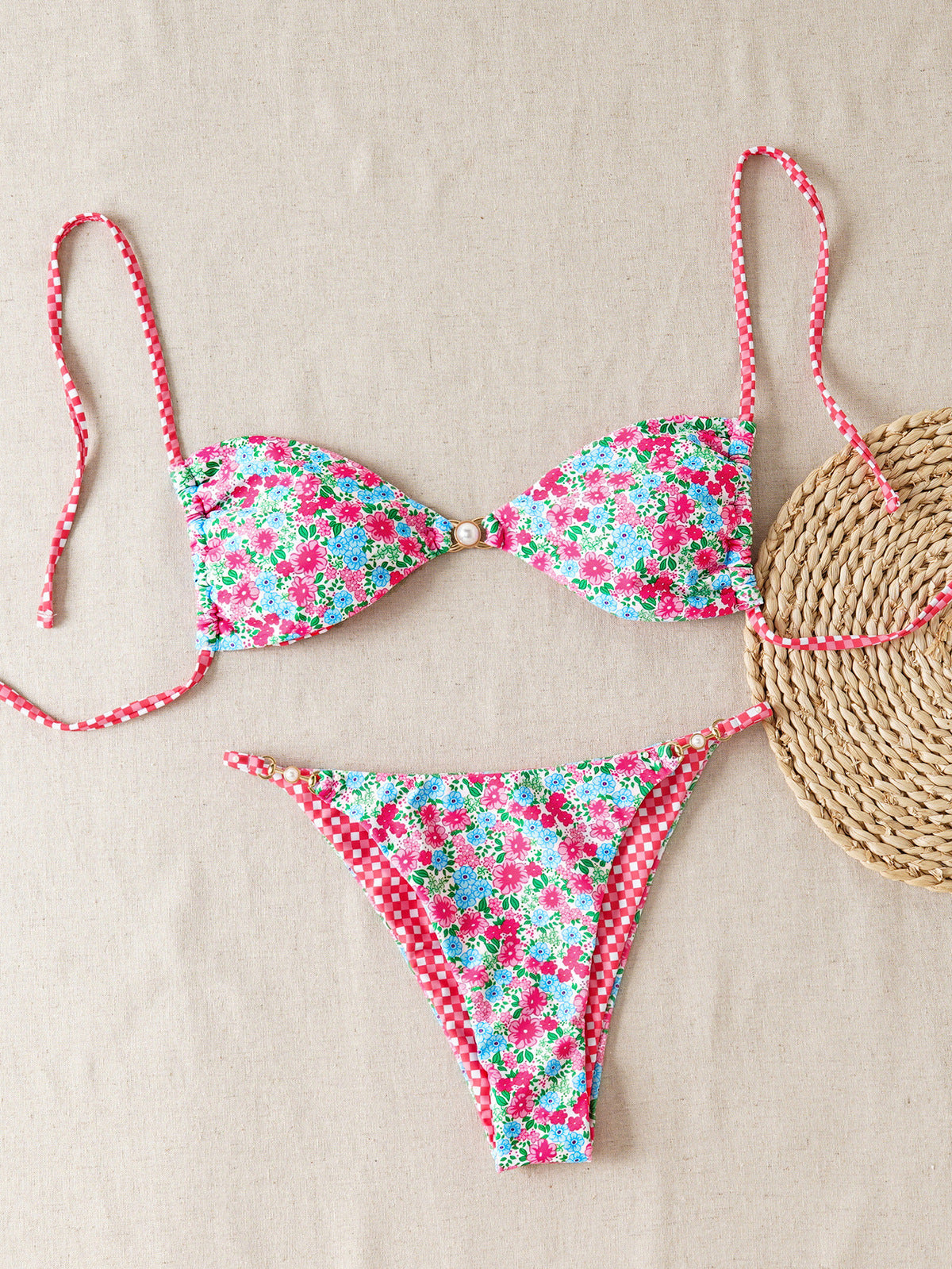 Maillot de bain bikini sexy à lacets imprimé pour femme