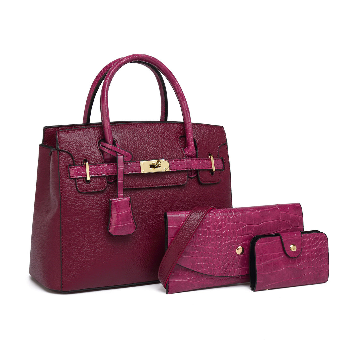 Ensemble de trois sacs à main tendance de grande capacité, couleur unie