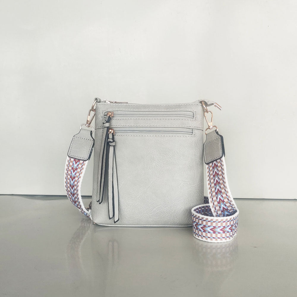Women Multi-Zipper Pocket Vertical Crossbody Bag