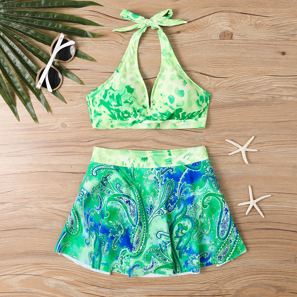 Maillot de bain bikini à lacets et imprimé tendance pour femme
