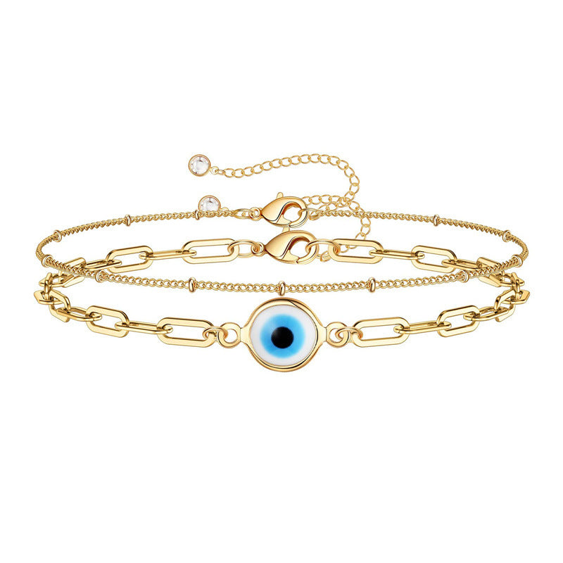 Pulsera de acero inoxidable con clip de ojo malvado