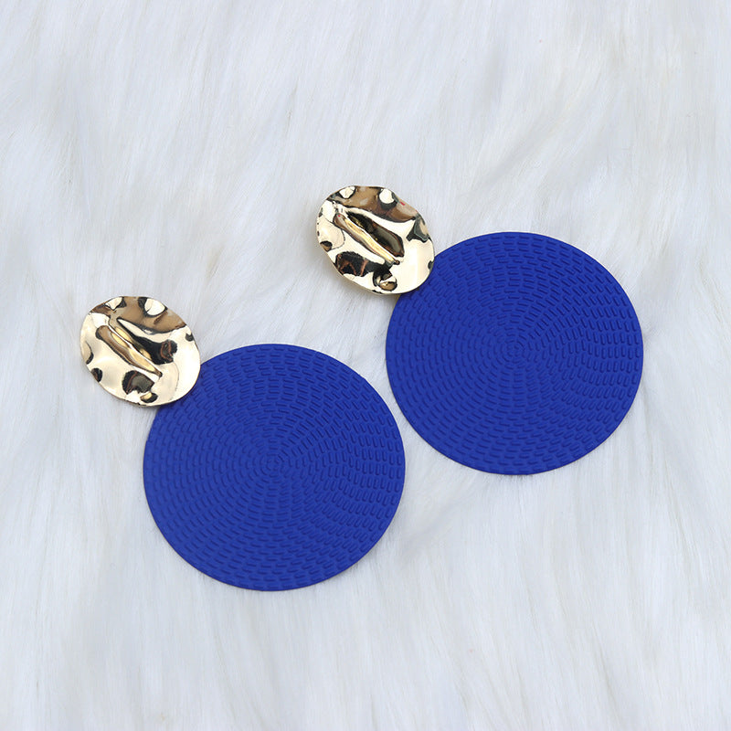 Bohemian Style Round Solid Color Exaggerated Earrings