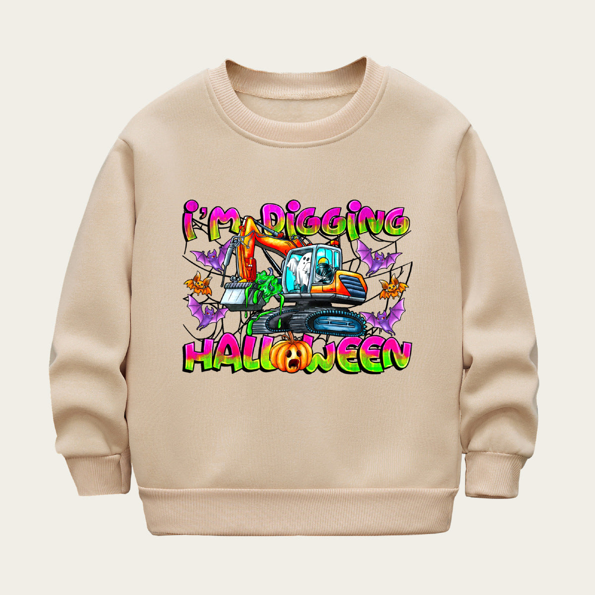 Kids Toddler Boys Girls Fleece Cartoon Print Sweatshirt