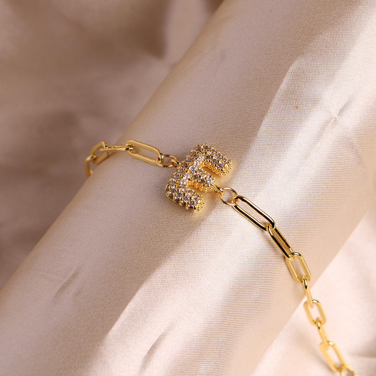Fashion 26 Zircon Alphabet Clip Chain Bracelet