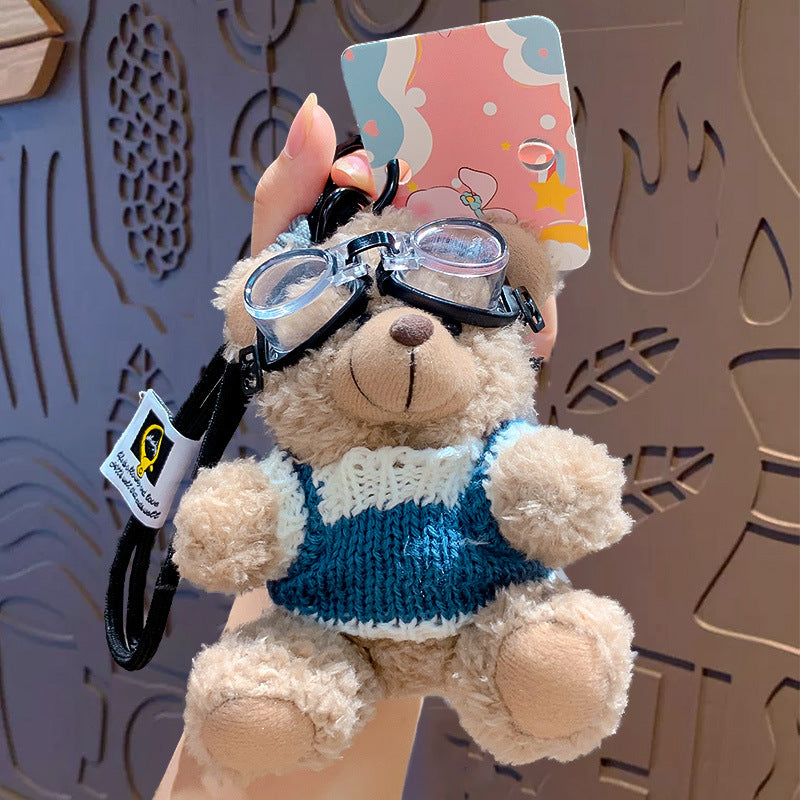Cartoon Plush Bear Keychain with Colorful Sweater Styles