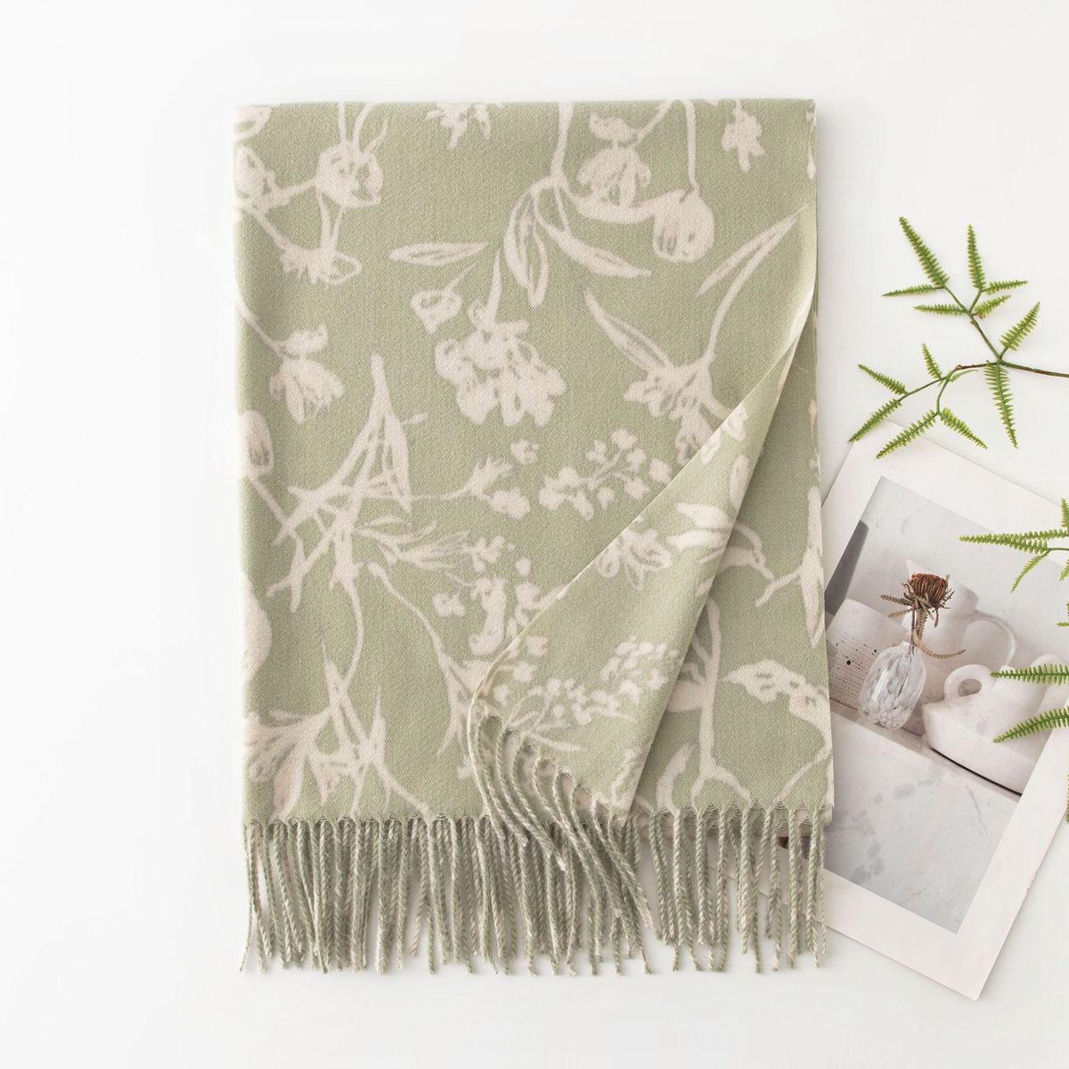 Women Fashion Casual Printed Warm Thickened Imitation Cashmere Scarf