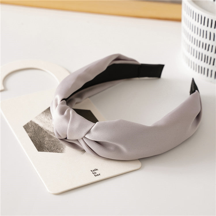 Bandeau à cheveux rétro en satin pour femme, accessoire de coiffure de couleur unie pour un look élégant