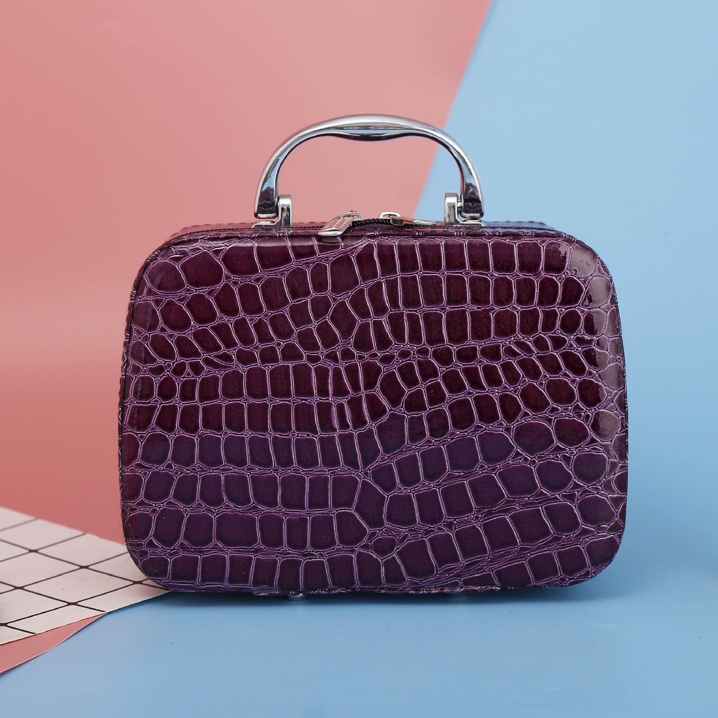Hot Sale Women Zipper Design Crocodile Cosmetic Bag