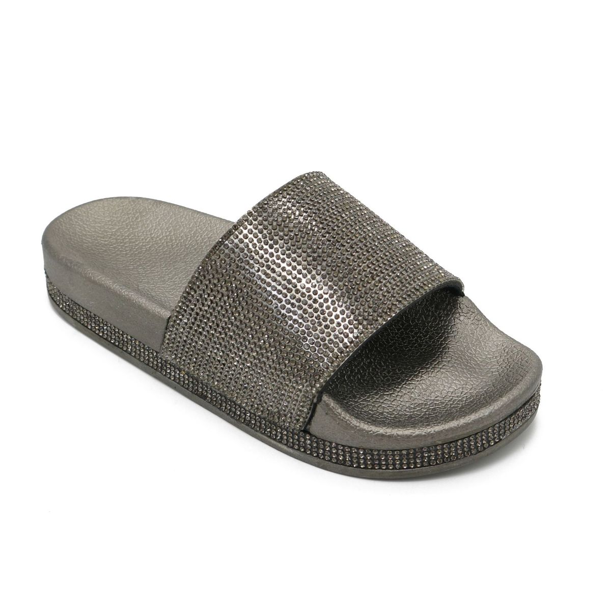 Pantuflas de plataforma con diamantes de imitación de moda para mujer